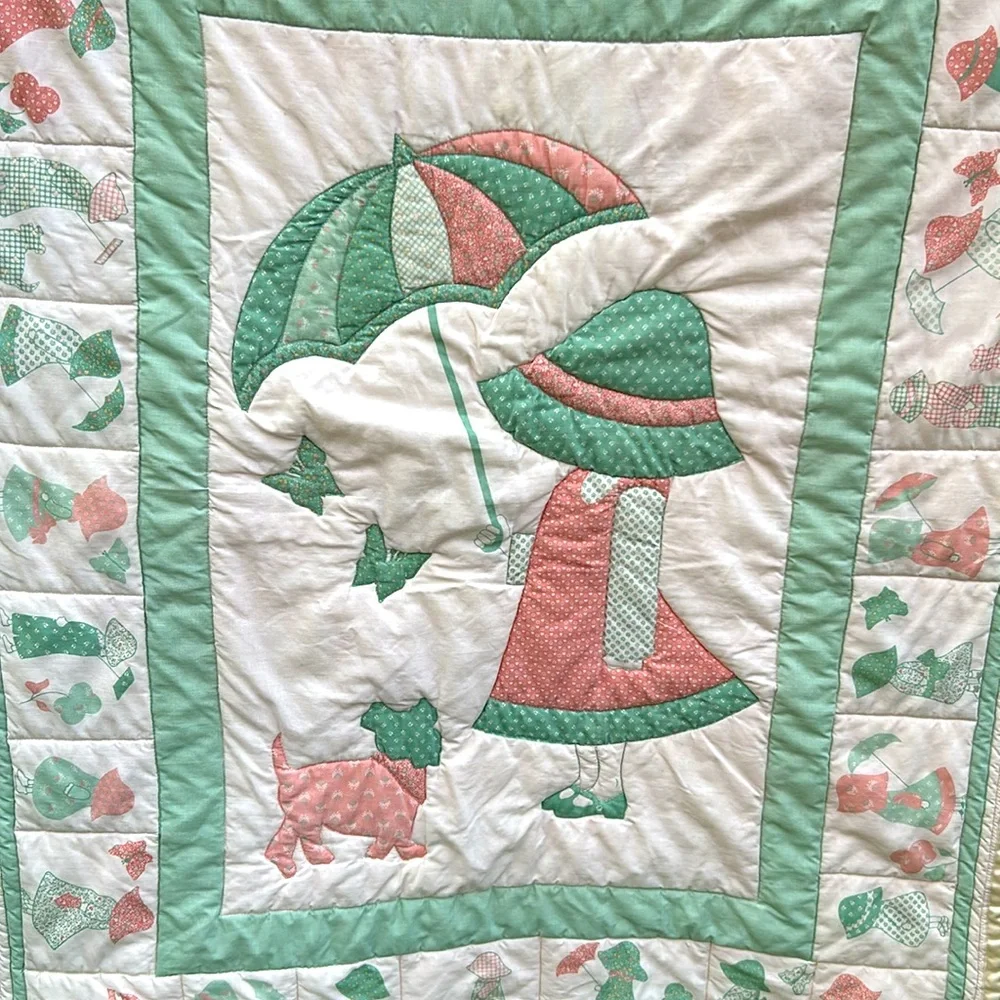 OOAK Handcrafted Quilt Baby Infant Toddler Sunbonnet Sue & Sam Holly Hobby